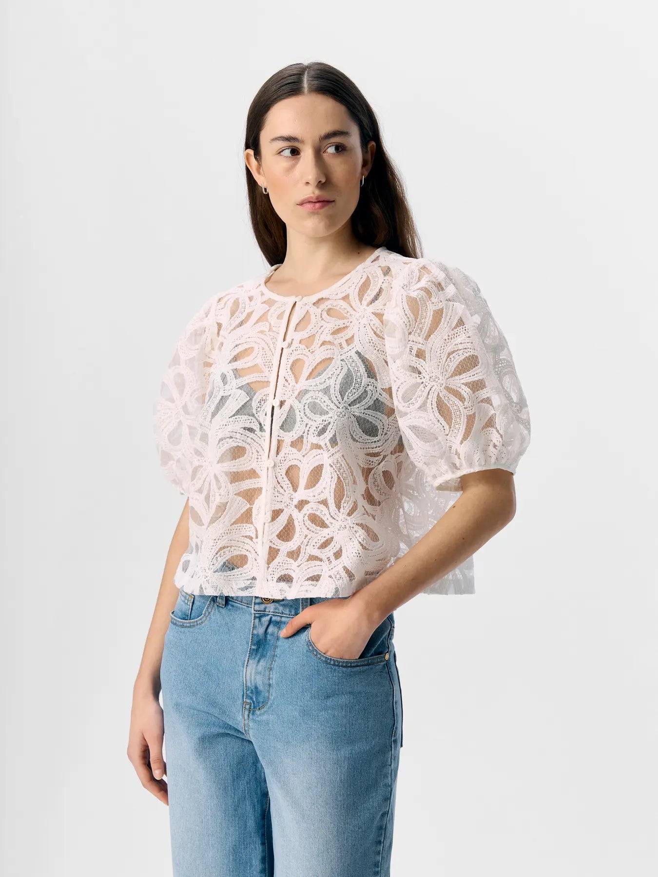 OBJROSE 2/4 RE SHIRT WHITE