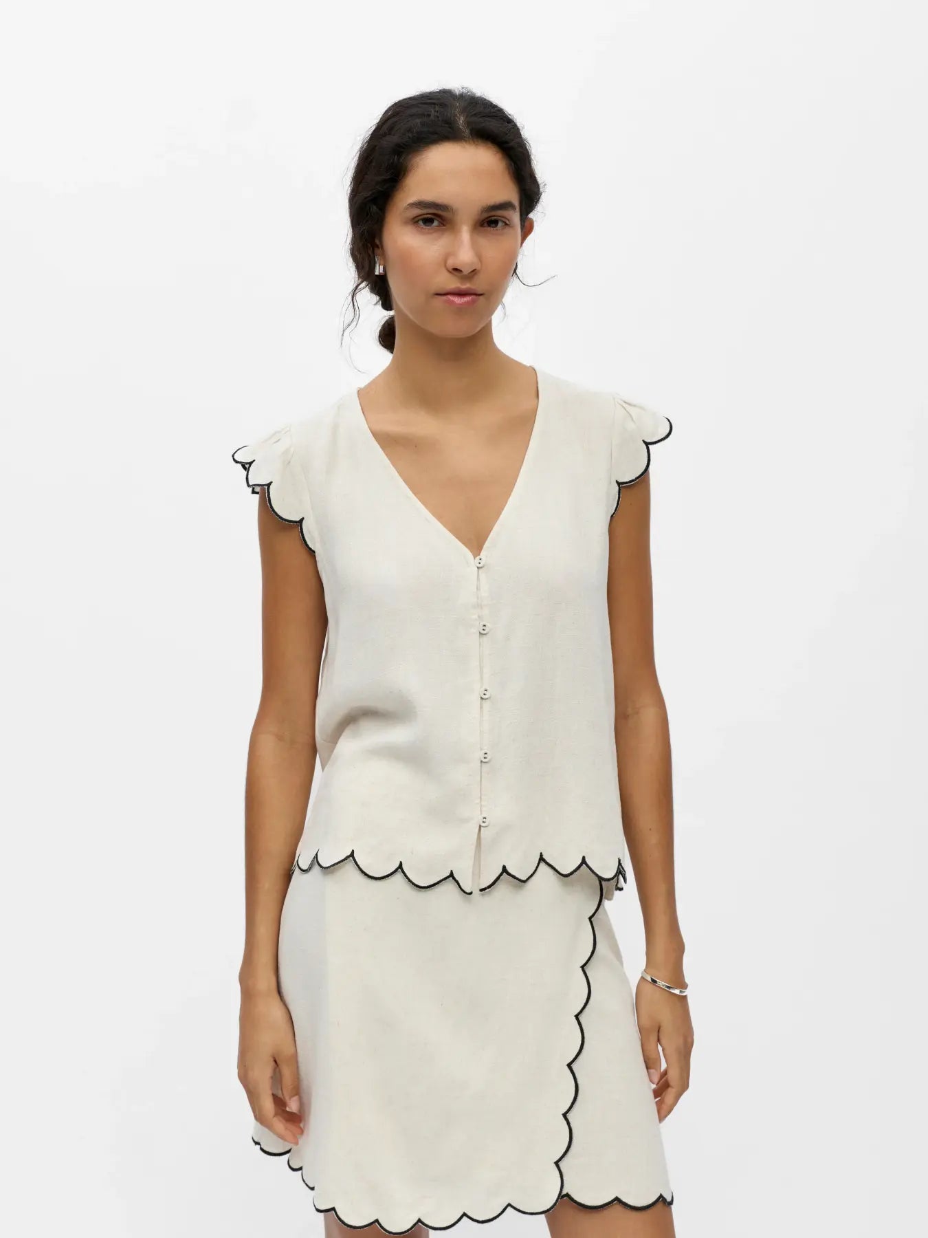 OBJSANNE S/L LO V-NECK TOP