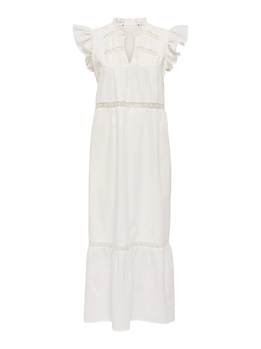ONLSUNNY CAPSL FRILL DRESS WHITE