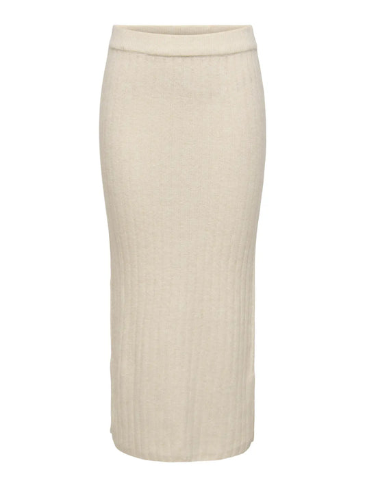 ONLJEANETT LIFE RIB LONG SKIRT BEIGE