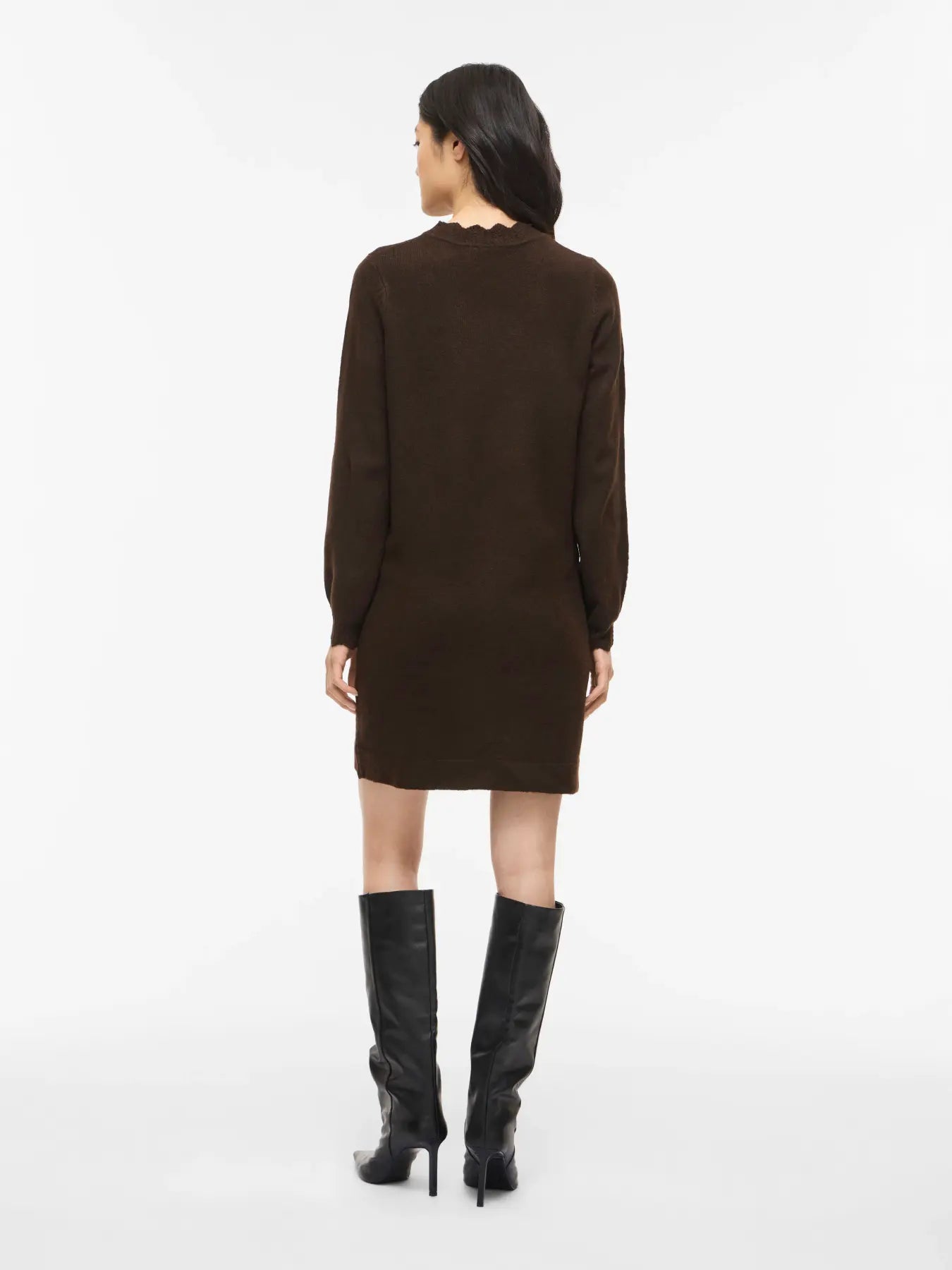 VINIKOLINA O-NECK L/S KNIT DRESS COFFEE BEAN