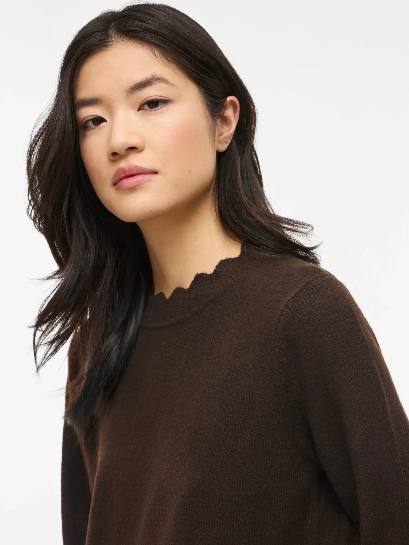 VINIKOLINA O-NECK L/S KNIT DRESS COFFEE BEAN