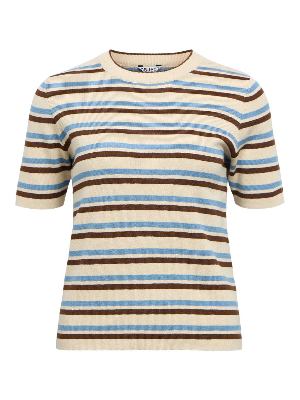 OBJESTER S/S NEW KNIT PULLOVER SANDSHELL BLUE