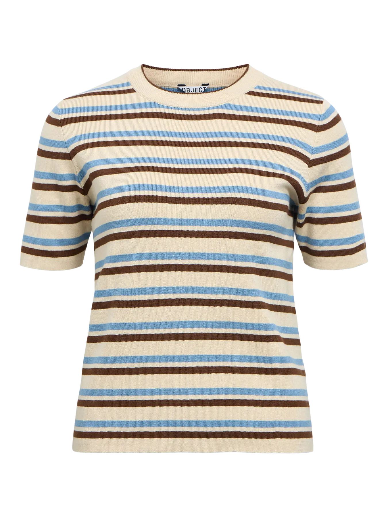 OBJESTER S/S NEW KNIT PULLOVER SANDSHELL BLUE