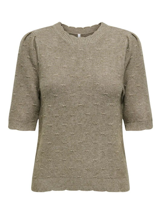 ONLKATIA SS STRUCTURE O-NECK BEIGE
