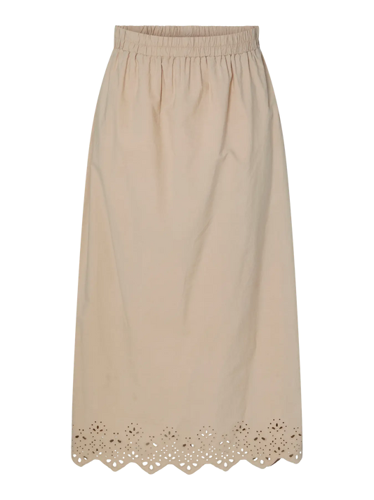 PCSALMINA HW ANKLE SKIRT BEIGE