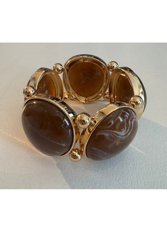 Vala Elastic Bracelet Gold w Brown