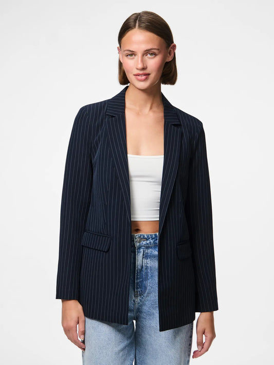 PCBOZZY LS LOOSE STRIPED BLAZER SKY CAPTAIN