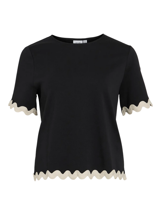 VICALISA O-NECK 2/4 TOP BLACK