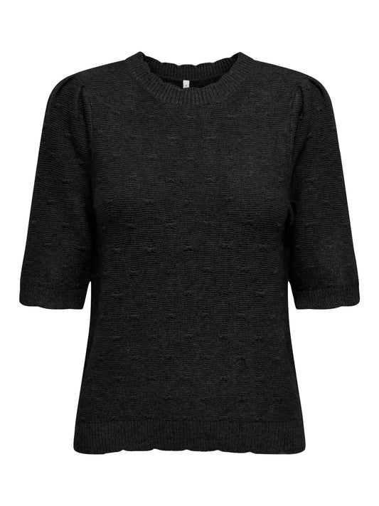 ONLKATIA SS STRUCTURE O-NECK BLACK