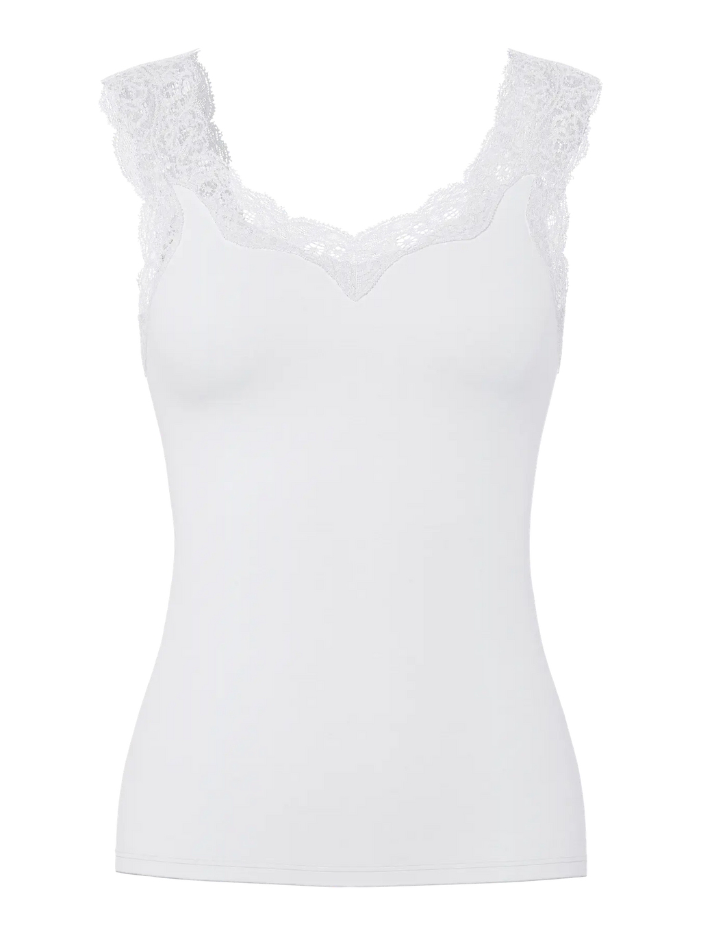 PCBARBERA LACE TOP BRIGHT WHITE