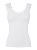 PCBARBERA LACE TOP BRIGHT WHITE