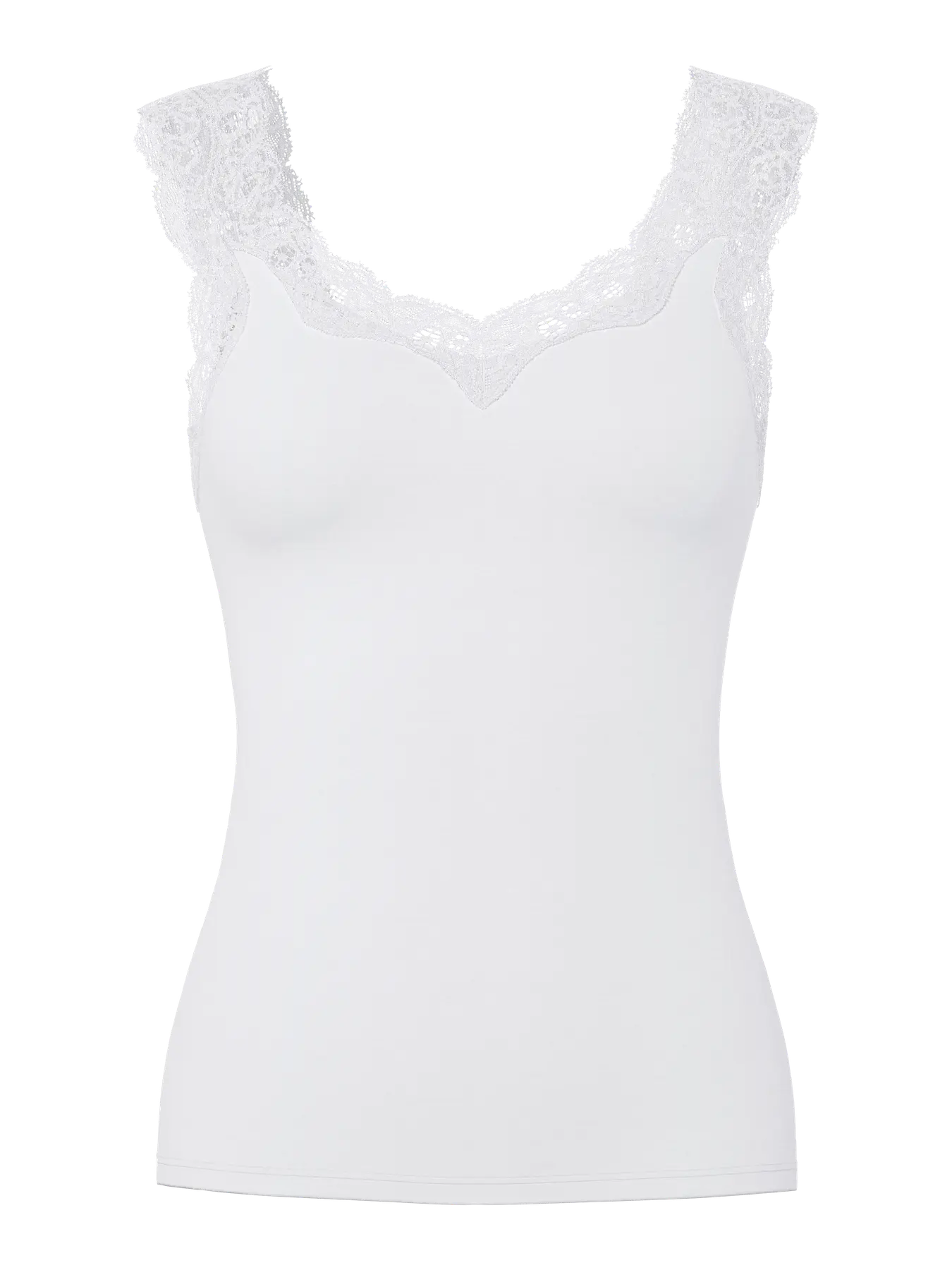 PCBARBERA LACE TOP BRIGHT WHITE