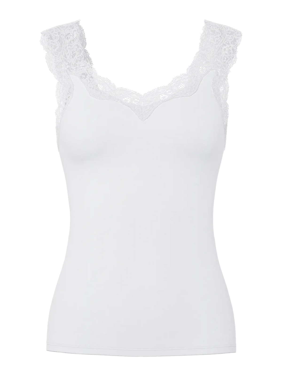PCBARBERA LACE TOP BRIGHT WHITE