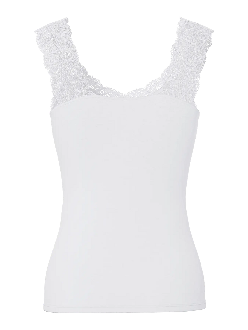 PCBARBERA LACE TOP BRIGHT WHITE