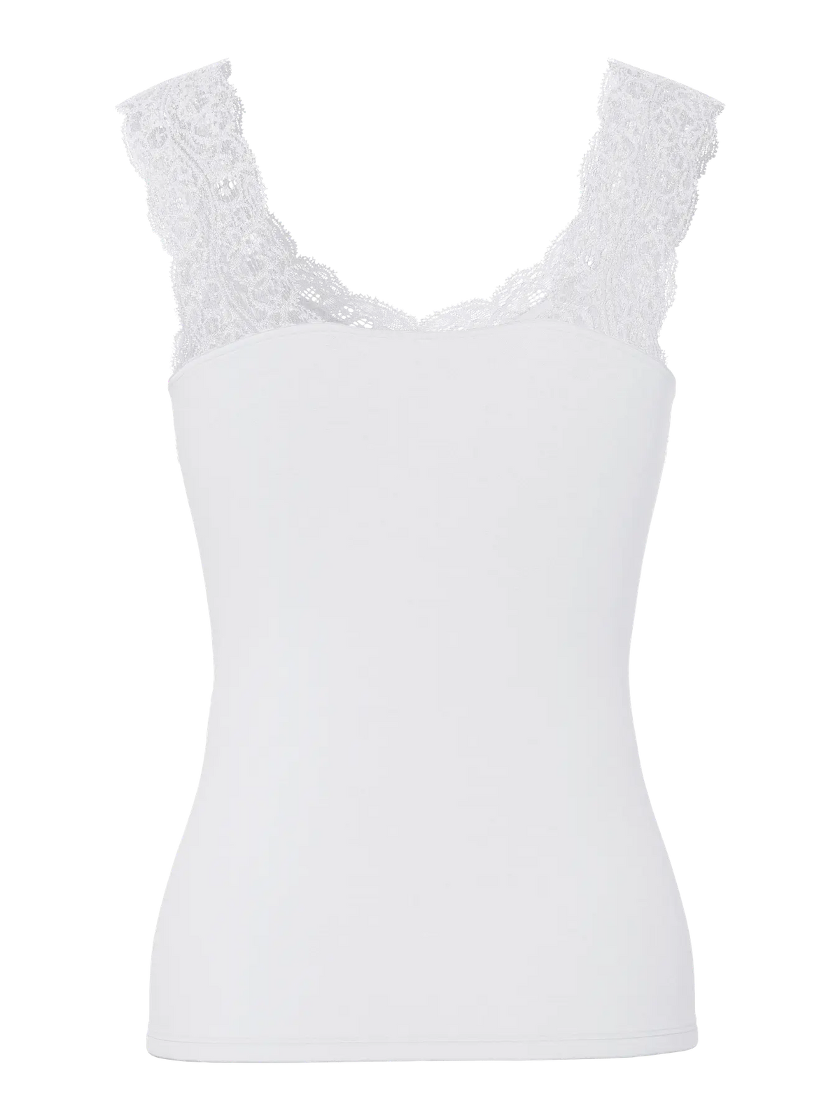 PCBARBERA LACE TOP BRIGHT WHITE