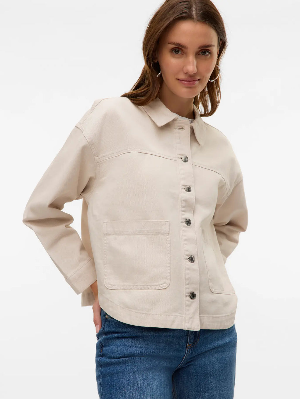 VMJAMIE LS DENIM SHACKET BIRCH