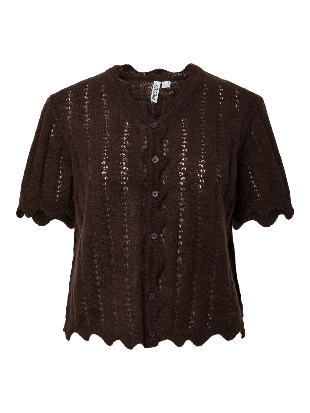 PCADA SS V-NECK KNIT CARDIGAN GANACHE