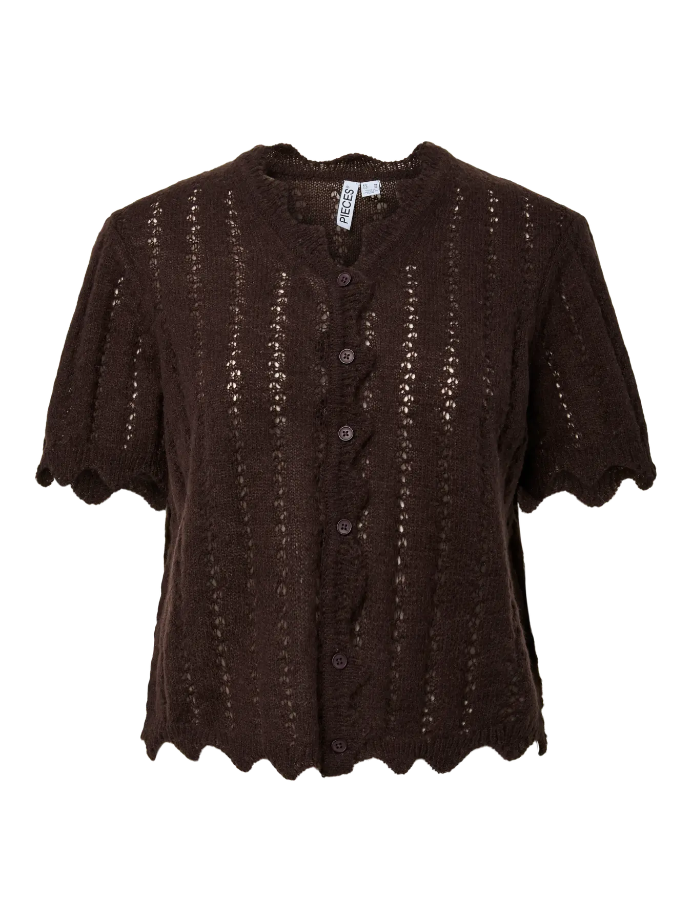 PCADA SS V-NECK KNIT CARDIGAN GANACHE
