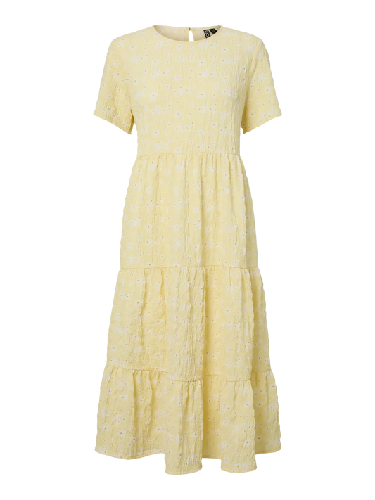 PCSTELLA SS O-NECK MIDI DRESS