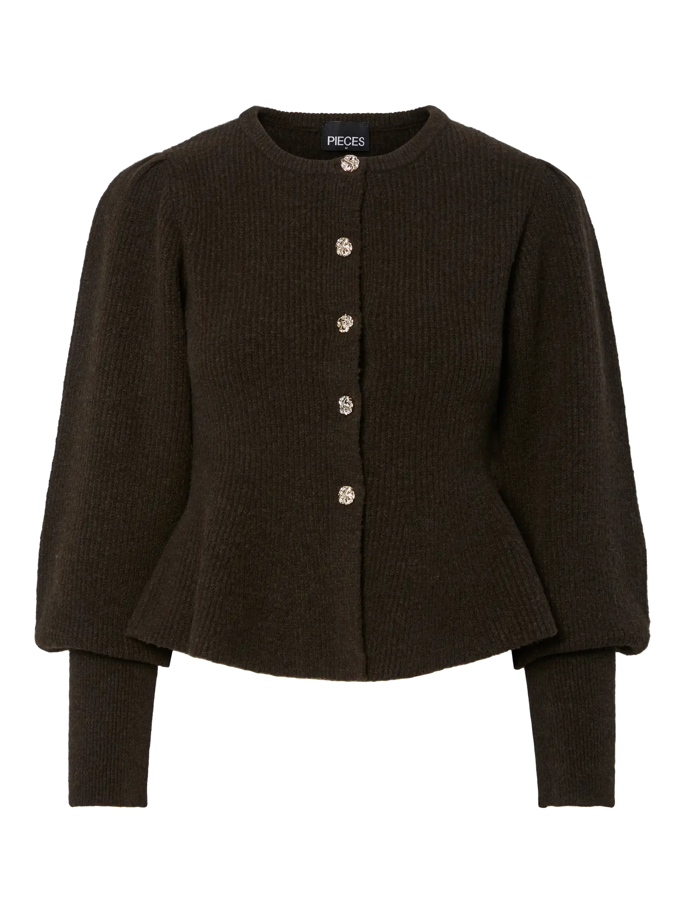 PCANNIE LS KNIT CARDIGAN DARK BROWN