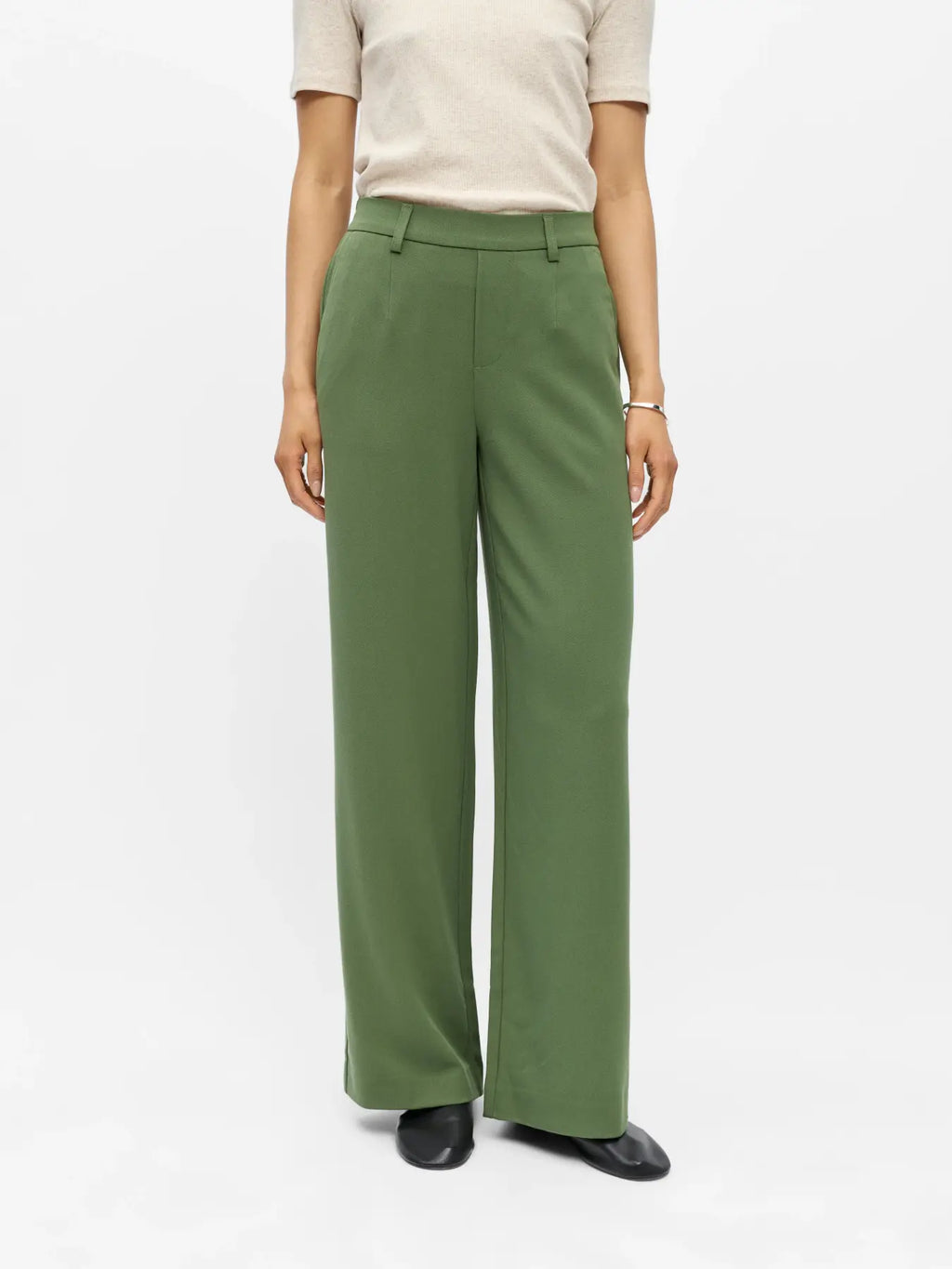 OBJLISA WIDE PANT BRONZE GREEN