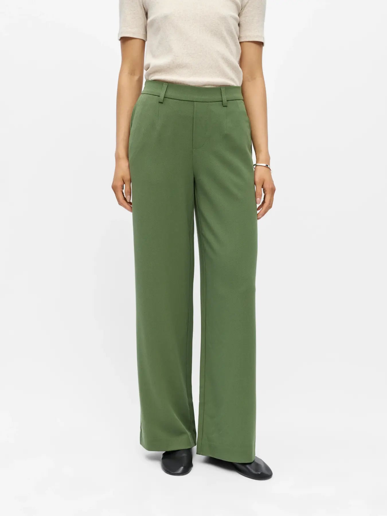 OBJLISA WIDE PANT BRONZE GREEN