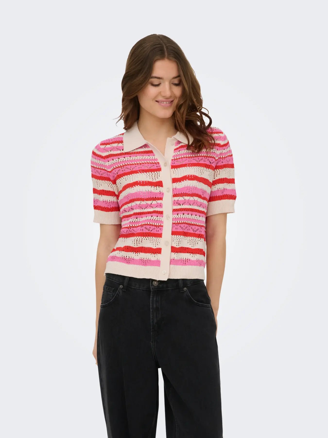 ONLLULA POLO S/S CARDIGAN PINK