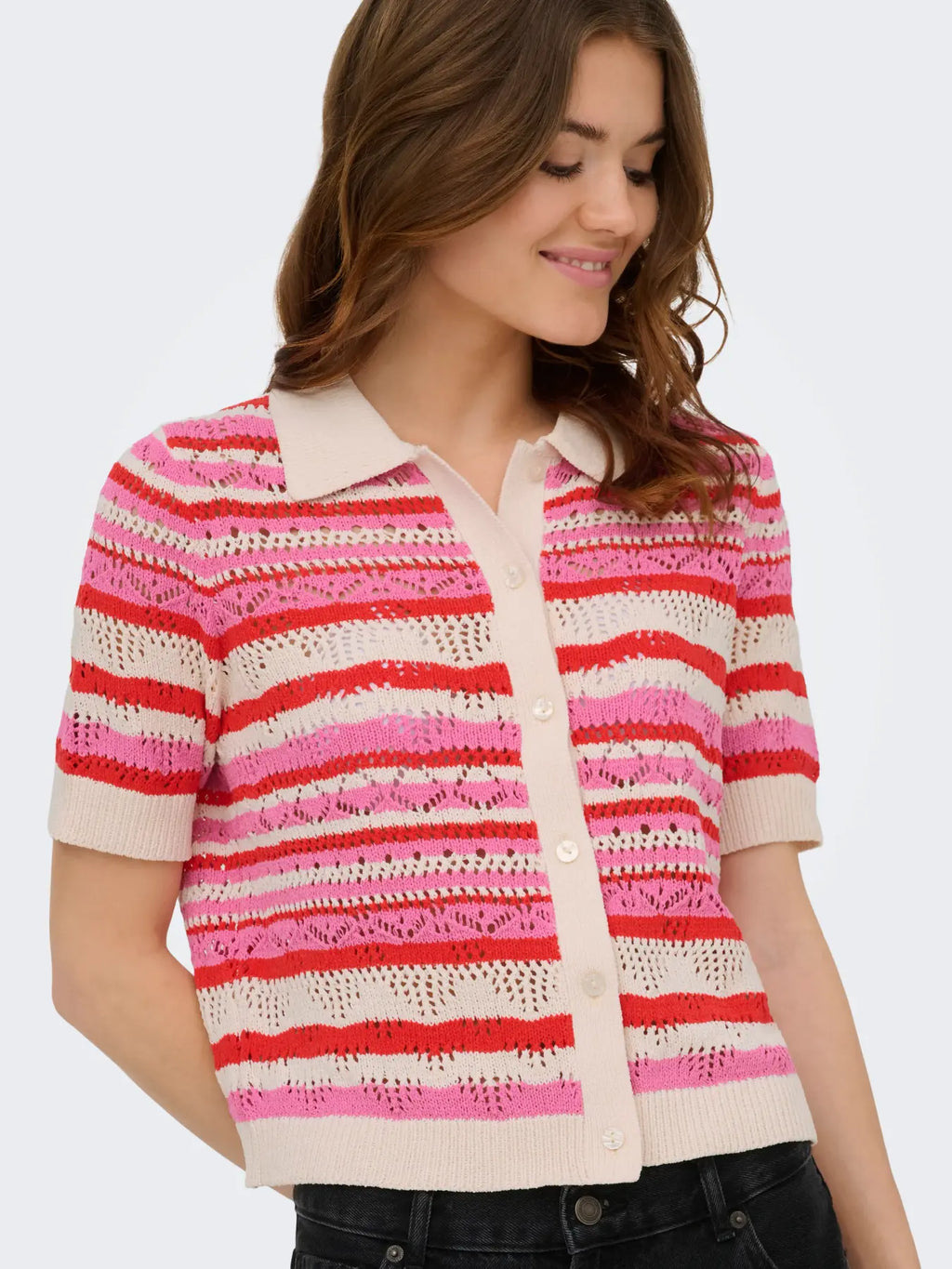 ONLLULA POLO S/S CARDIGAN PINK