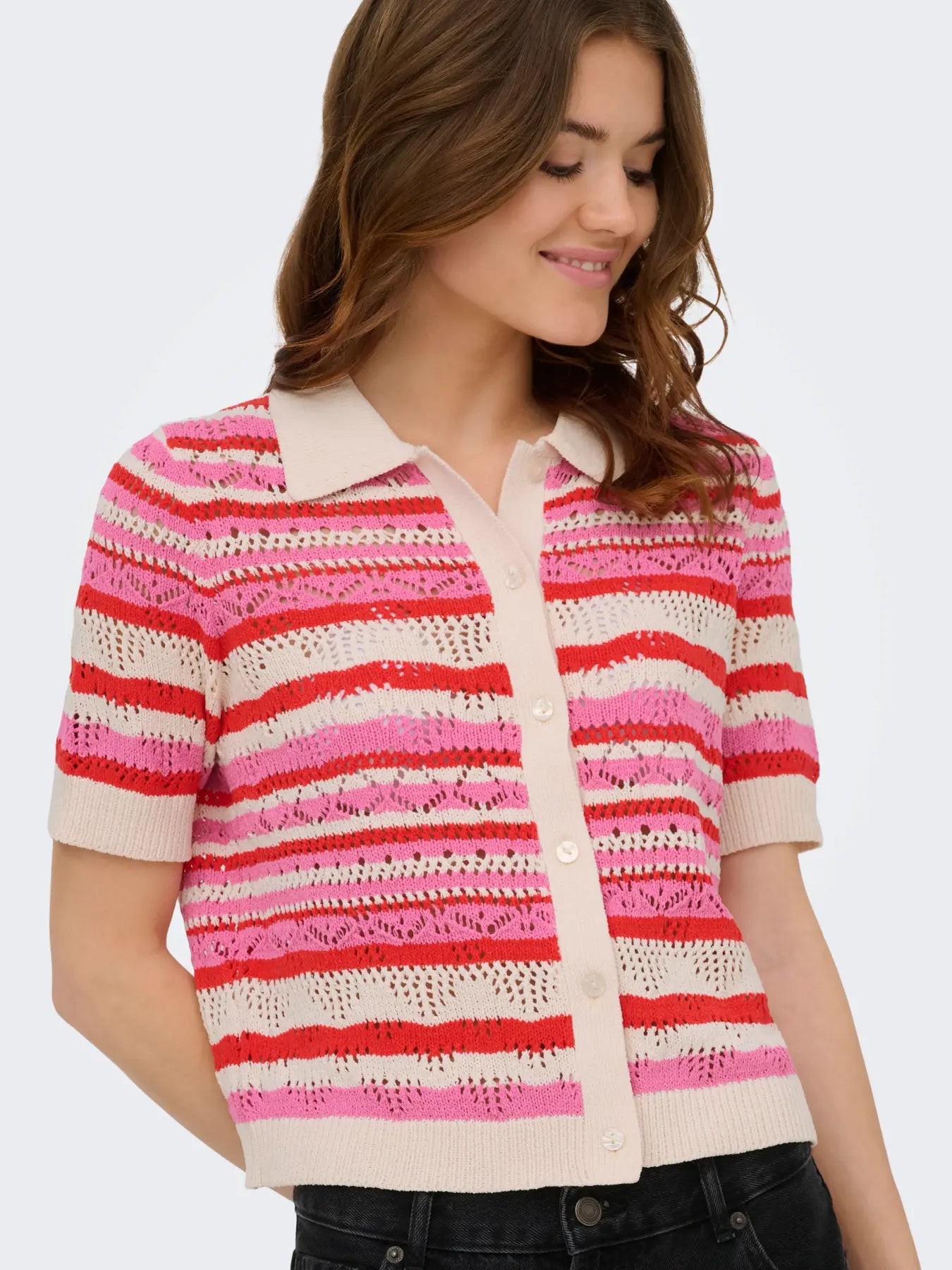ONLLULA POLO S/S CARDIGAN PINK