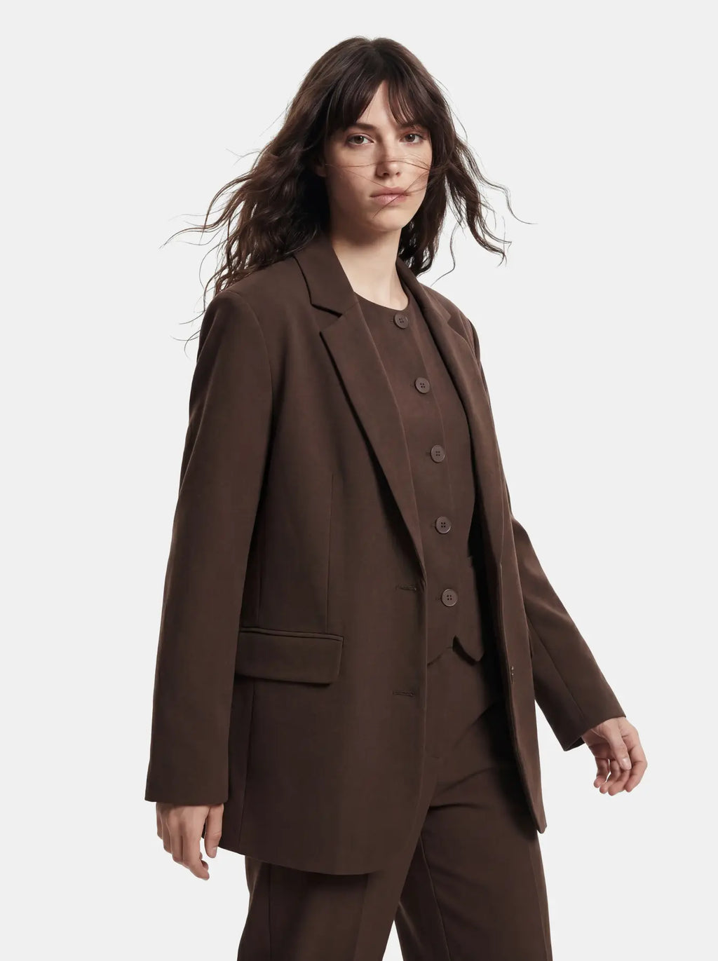 PCKAMIL LS LOOSE BLAZER HOT FUDGE