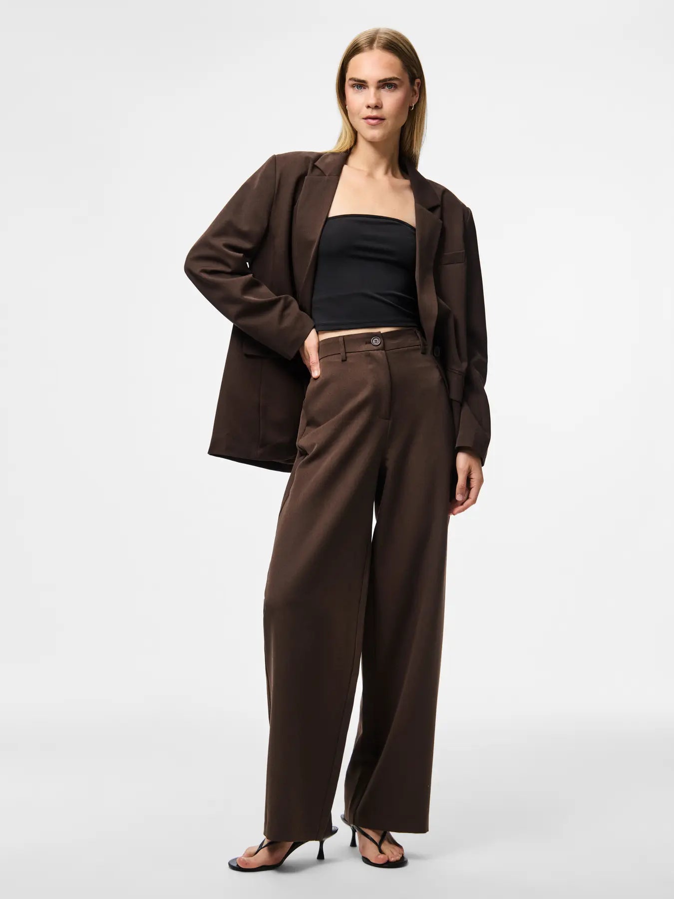 PCKAMIL LS LOOSE BLAZER HOT FUDGE