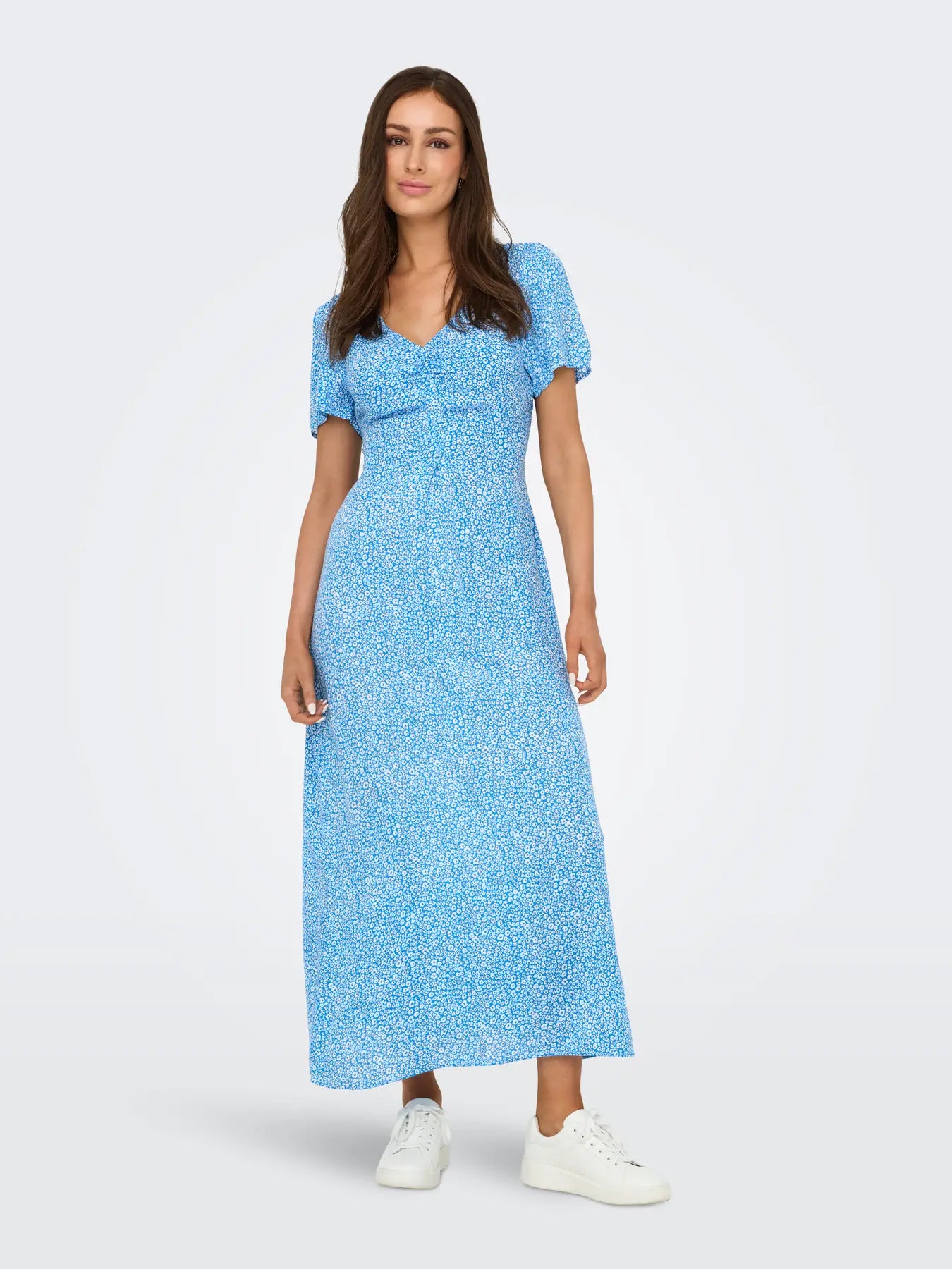 ONLANCONA SS V-NECK DRESS BLUE