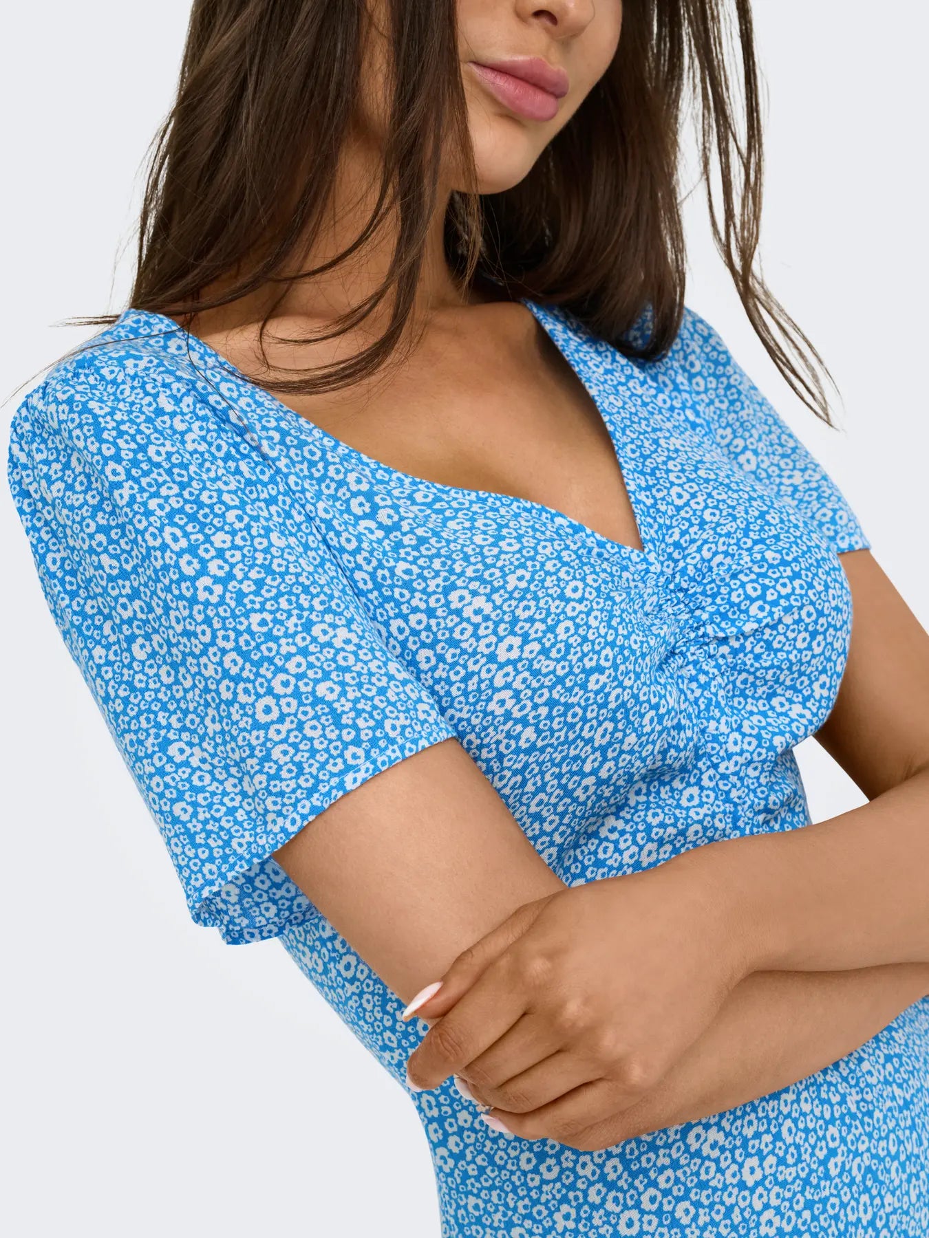 ONLANCONA SS V-NECK DRESS BLUE