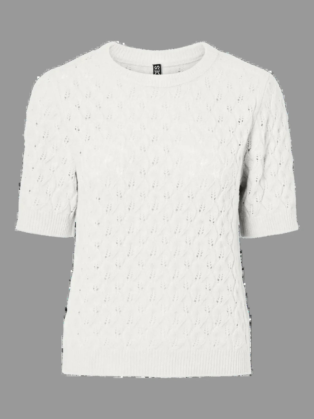 PCLELOU SS O-NECK KNIT - VIT