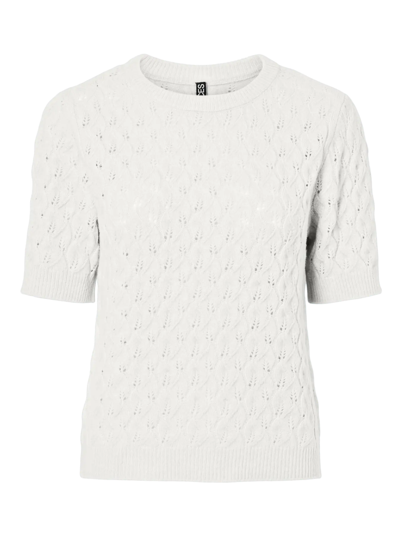 PCLELOU SS O-NECK KNIT - VIT