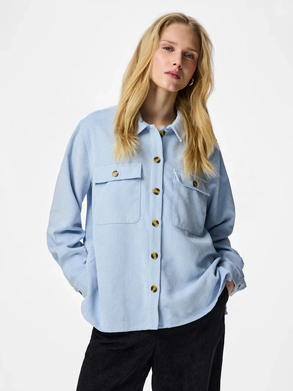 PCEFFI LS CORDUROY SHIRT CASHMERE BLUE