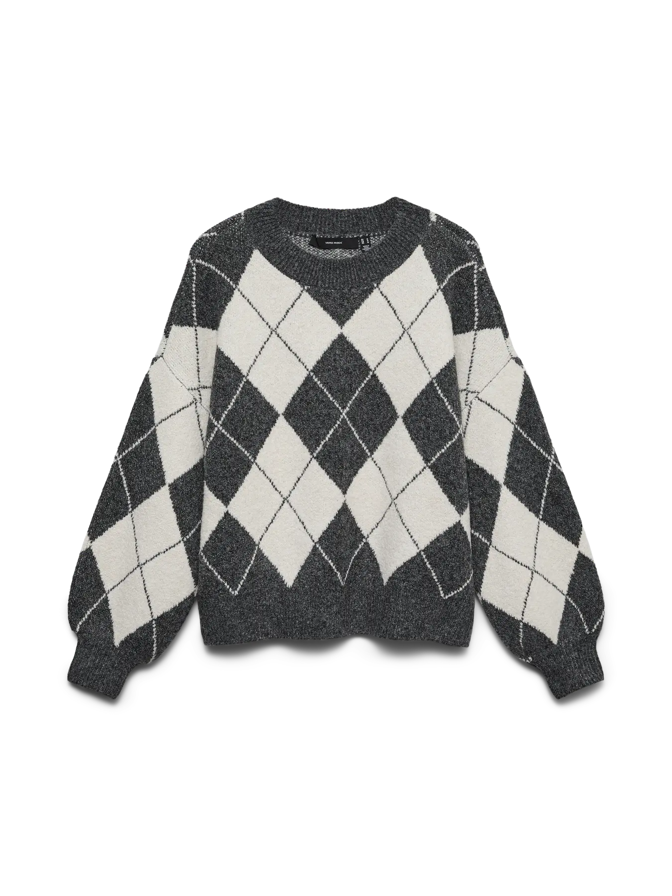 VMDOFFY JAQUARD LS O-NCK PULLOVER DGM/BIRCH