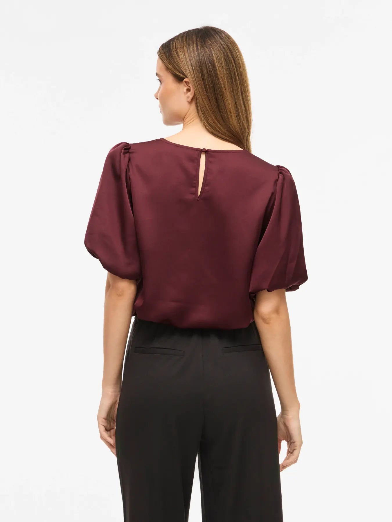 VIELLETTE 2/4 SATIN PUFF TOP PORT ROYAL