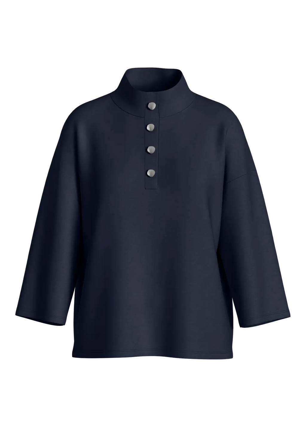 VISIFFI HIGH NECK 3/4 BUTTON TOP