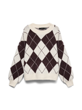 VMDOFFY JAQUARD LS O-NCK PULLOVER BIRCH/WINDSOR WINE