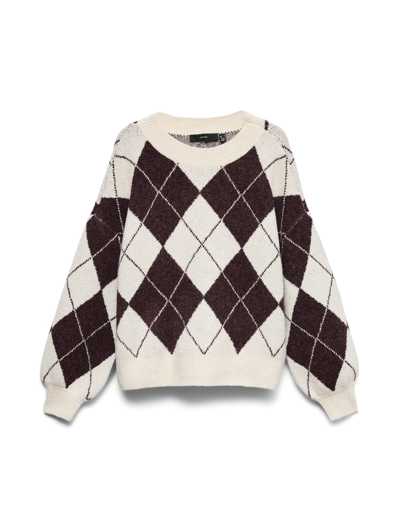 VMDOFFY JAQUARD LS O-NCK PULLOVER BIRCH/WINDSOR WINE