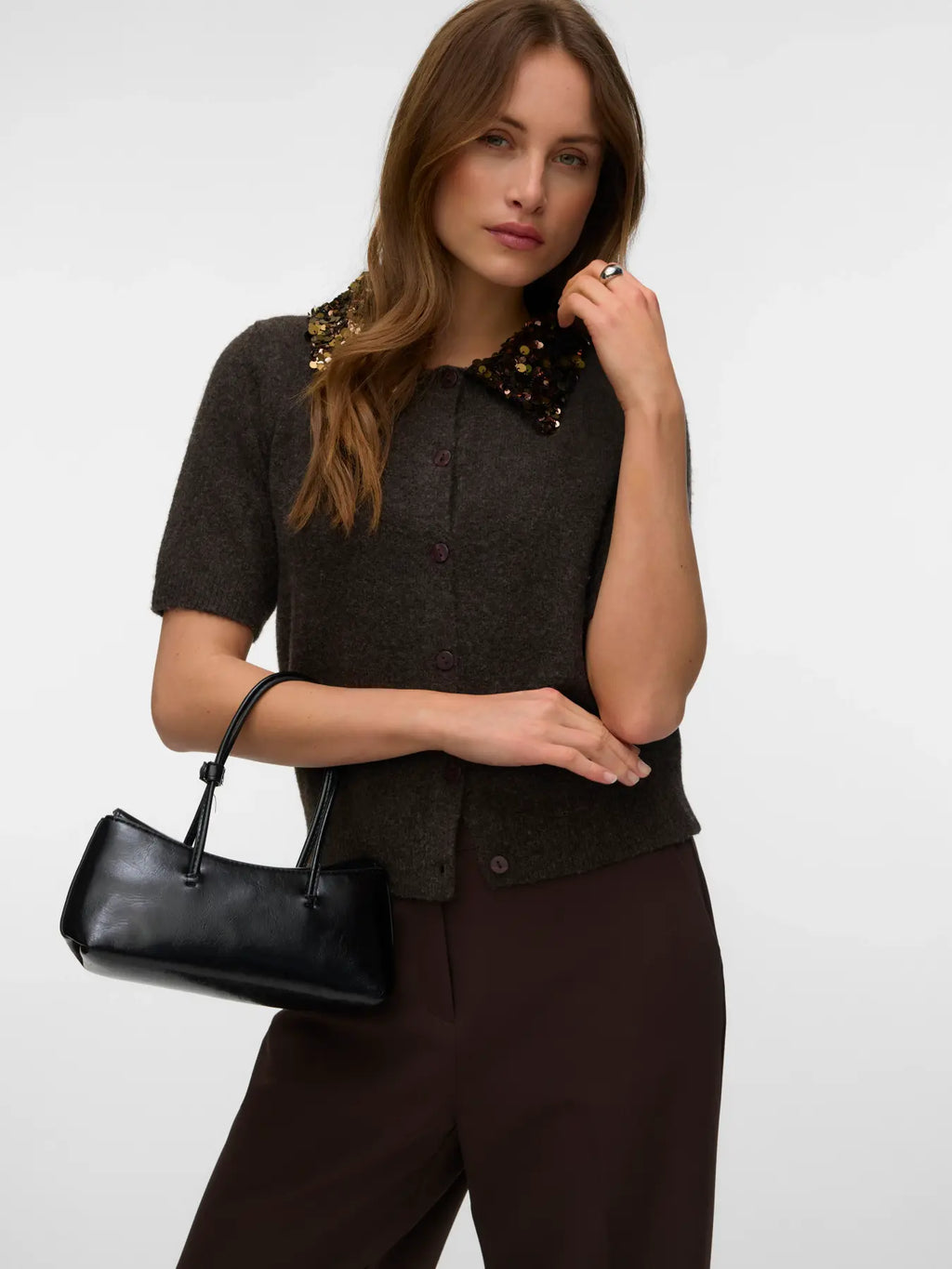 VMJONAH 2/4 O-NECK SEQUINCE COLLAR CARDIGAN